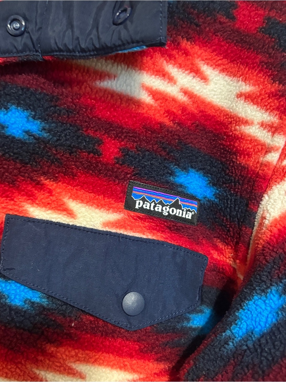 Patagonia Synchilla Snap-T Fleece Pullover Aztec Blue Red Women’s M Wild Desert - Picture 2 of 6